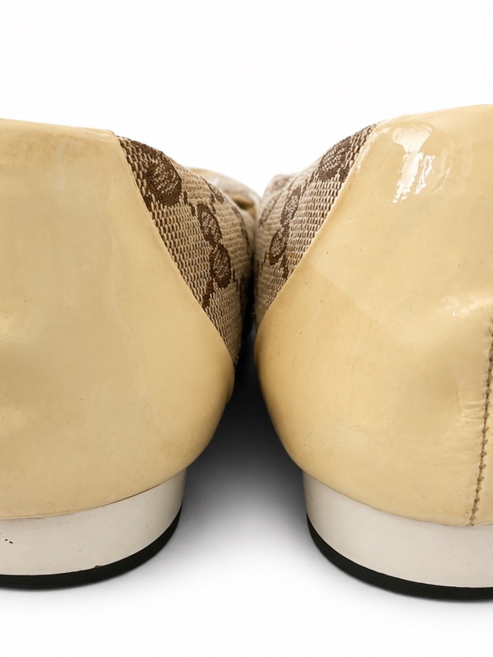 Gucci Monogram Ballet Flats Beige Brown GG Logo Horsebit Shoes Women’s 10 - Picture 3 of 11